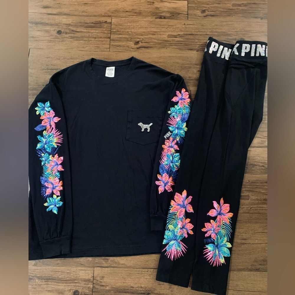 VS PINK TROPICAL BLING OUTFIT SET M